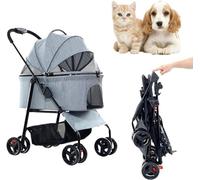 Separate Pet Stroller Pet Stroller Pet Stroller Dog Stroller Folding Dog and Cat 4- Wheel Stroller Small Dog Cart Brake Lightweight Waterproof Portable Small Dog Medium Dog Old Dog Walking Out Hospi