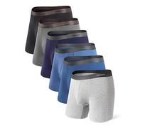 Separatec Bamboo Boxer Shorts for Men 6 Pack Breathable Underwear Dual Pouch Trunks Moisture Wicking Multipack