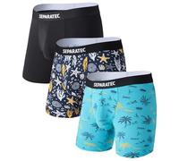 Separatec Men's Bamboo Rayon Underwear Printing Breathable Dual Pouch Boxer Shorts 3 Pack
