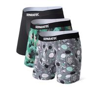 Separatec Men's Bamboo Rayon Underwear Printing Breathable Dual Pouch Boxer Shorts 3 Pack