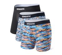 Separatec Men's Bamboo Rayon Underwear Printing Breathable Dual Pouch Boxer Shorts (UK, Alpha, M, Regular, Regular, Shark Print)