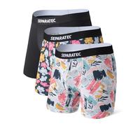 Separatec Men's Boxer Briefs Bamboo Rayon Underwear Dual Pouch Breathable Dual Pouch Boxer Shorts Printed Design Inseam 6.5 inches (UK, Alpha, XXL, Regular, Regular, Hawaiian Print)