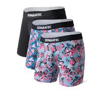 Separatec Men's Boxer Briefs Bamboo Rayon Underwear Dual Pouch Breathable Dual Pouch Boxer Shorts Printed Design Inseam 6.5 inches (UK, Alpha, S, Regular, Regular, Heart Print)