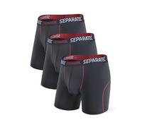 Separatec Men's Sport Boxers Dry Fastly Stretch Performance Underwear Trunks Dual Pouch Fly 3 Pack Black