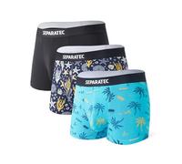 Separatec Men's Trunks Bamboo Rayon Dual Pouch Underwear Printing Breathable Dual Pouch Boxer Shorts Multi-pack Printed Design (UK, Alpha, XL, Regular, Regular, Beach Print 3 PACK)