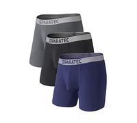 Separatec Men's Underwear 2.0 Single-Sided Moisture Transported Quick Dry Boxer Briefs Cotton Micro Modal Breathable Dual Pouch Trunks 3 Pack