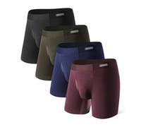 Separatec Mens Underwear with Separate Pouch, Micro Modal Boxer Briefs Seamless Waistband Underwear for Men 4 Pack, Black + Olive Green + Deep Grape Purple + Navy Blue, S