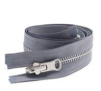 Separating Metal Zipper,Open-end Double-Sided Zippers,Coat Jacket Clothing Sewing Accessories, Gray, 85 cm