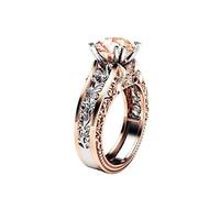 Separation Wedding Colour Flower Engagement Ring Gold Rose Women Rings O Rings Metal Flat (Coffee, One Size)