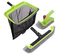 Sepetrel Deluxe Swimming Pool Cleaning Kit Including Rubber Edge Pool Skimmer Net,17.5" Pool Brush Head & Hand Scrub Brush(NO Pole)