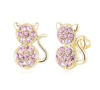 Sepfavo Cute Cat Earrings Hypoallergenic Cat Lovers Girls Kids Birthday Easter Christmas Valentine's Day Gift for Grandma Mom Granddaughter Daughter, MINI, Stainless Steel, Cubic Zirconia