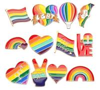 SEPGLITTER 12 Pieces Rainbow Gay Pride Brooches, LGBT Rainbow Pins Kit, Gay Pin Metal, LGBT Rainbow Flag, Heart Badge, Clothing Accessories for Backpacks, Jewelry, Hats, Jacket Decoration
