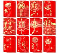 SEPGLITTER Chinese New Year Red Envelopes 2026, 54PCS Lunar New Year of The Red Envelopes for Spring Festival 12 Styles Hong Bao Pocket Lucky Money with Gold Raised Foil