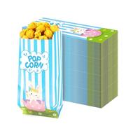SEPGLITTER Easter Popcorn Bag, 100 Pieces, Disposable, Paper Construction, Paper Material, Fold Top Closure, Blue, Movie Night Accessory