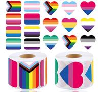 SEPGLITTER Gay Pride Stickers Roll, 800 Pcs Rainbow Heart Flag LGBTQ Stickers Self Adhesive Decal for LGBTQ Gay Lesbian Bisexual Progress Pride Month Stuff Decorations Parade Accessories