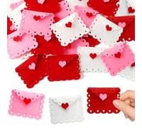 SEPGLITTER Valentine's Day Felt Envelope Bulk, 24-Pack Heart Love Envelopes, Mini Table Scatter Decor for Wedding Party Anniversary