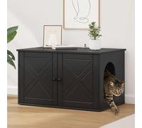 sephironlbb Cat House Black Wood Material 85 x 55 x 50.5 cm Stable Inside, Climbing Tree and Scratching Furniture with Sisal for Cats, Includes Accessories, Ideal as a Retreat and Lying Place in the