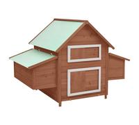 sephironlbb Chicken Coop Mocha and White Solid Fir Wood 150 x 96 x 110 cm with Two Nesting Boxes and Water-Repellent Roof for Garden, Patio and Outdoor Use