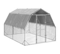 sephironlbb Chicken Coop with Roof Galvanised Steel 2.5 x 4 x 2.25 m Large Run with Waterproof PE Roof and Hexagonal Wire Mesh Safe Hutch for Chicken Duck Goose Rabbit Garden Patio