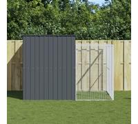 sephironlbb Dog Kennel with Run Anthracite Galvanised Steel 214 x 253 x 181 cm Weatherproof and Winterproof for Puppies and Dogs as a Safe Retreat in the Garden, Patio or Balcony