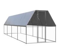 sephironlbb Outdoor Chicken Cage Made of Galvanised Steel with Water-Repellent Polyethylene Roof 2 x 8 x 2 m, Includes Door with Lock, Sturdy Chicken Coop for Chickens, Ducks, Small Animals, Garden