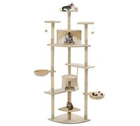 sephironlbb Sisal Cat Scratching Post 203 cm Beige White with Scratching Post, Platform, Cave and Toy, Stable Ceiling Height Climbing Tree and Retreat for Cats for Claw Care and Activity