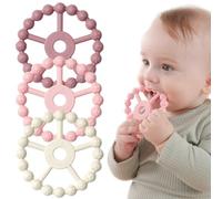 Seposeve Teether Pack of 3, Cooling Silicone Grasping Toy from 9 Months, Baby Gifts 6-12, 12-24 Months, BPA-Free, Purple Pink White