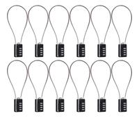 SEPOX® 12Pcs Versatile Resettable 4-Digit Combination Padlock with Extra Long Cable 32cm, Personalized Password, Durable Vinyl Steel Cable Black, Multipurpose Lock for Suitcase, Gym Lockers, Toolbox