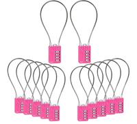 SEPOX® 12PCS Versatile Resettable 4-Digit Combination Padlock with Extra Long Cable 32cm, Personalized Password, Durable Vinyl Steel Cable Black, Multipurpose Lock for Suitcase, Gym Lockers, Pink