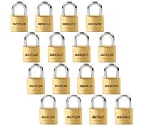 SEPOX® 16 Pcs Pack Solid Brass Padlock with Same Keys 24 Pcs, Heavy Duty & Compact Body 30mm 1-3/16", Small Lock & Key with Big Handle, Keyed Alike for gate, Gym Locker, Hasp, Tool Box