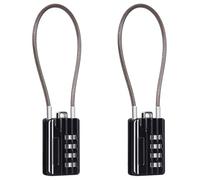 SEPOX® 2Pcs Versatile Resettable 4-Digit Combination Padlock with Extra Long Cable 18cm, Personalized Password, Durable Vinyl Steel Cable Black, Multipurpose Lock for Suitcase, Gym Lockers, Toolbox