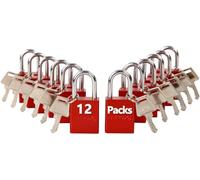 SEPOX® 40mm Aluminum Red Padlock Keyed Alike Long Shackle Outdoor Anti-Rust | 12PK for Lock-Out, Gate Shed Fence Toolbox, Locker Lock Body Heavy Duty Brass Cylinder All-Weather, High Security Lightweight