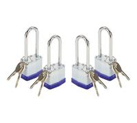 SEPOX® 4Pack Heavy Duty Padlock Keyed Different, 40MM Laminated Steel Lock Body, 60MM Extra Long Shackle, Ideal for Gym Locker, Sheds, Gate, Warehouse, Hasp (4 Locks with Different Keys)