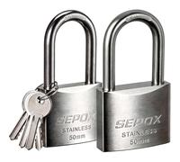 SEPOX® 50mm Outdoor Padlock, SS304 Stainless Steel, Long Shackle Waterproof