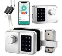 SEPOX Bluetooth Gate Lock, Waterproof, All-Weather, App, Silver Dual Screen | 4-in-1: Bluetooth, IC Card, Code & Key. Outdoor keypad, indoor handle. Electroplated. For fence, yard, garden & gate.