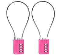 SEPOX® Combination Extra Long Cable Padlock 2-PK, Resettable 4-Digit Pink