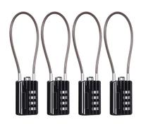 SEPOX® Compact Design Resettable Combination Padlock 4 Digit, 30mm 1-3/16" Width Body, Extra Long Cable Lock for Suitcase, Travel, Gym Lockers, Helmet, Cabinets, Toolbox, Case, Fence, Pack of 4 Black