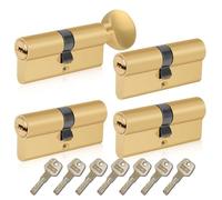 SEPOX Euro Cylinders Lock Set 3 Double + 1 Thumb-Turn Cylinders (Keyed Alike), 70mm(30/30),High Security 6 Pin, Zinc Alloy Casing Brass Cylinder Anti-Drill Anti-Pick Door Barrel for Home,Office