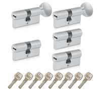 SEPOX Euro Cylinders Lock Set 3 Double + 2 Thumb-Turn Cylinders (Keyed Alike), 60mm(30/30),High Security 6 Pin, Zinc Alloy Casing Brass core Anti-Drill Anti-Pick Door Barrel for Home,Office