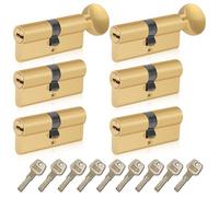 SEPOX Euro Cylinders Lock Set 4 Double + 2 Thumb-Turn Cylinders (Keyed Alike), 70mm(30/30),High Security 6 Pin, Zinc Alloy Casing Brass Cylinder Anti-Drill Anti-Pick Door Barrel for Home,Office