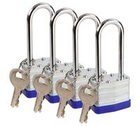 SEPOX® Heavy Duty Outdoor Padlock Keyed-Alike 58mm Extra Long Shackle 4Pack | For Gate Shed Fence Toolbox, Locker lock in School home office, 40mm Laminated Body, Same-Key Padlock with Weather Rust Proof
