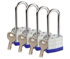 SEPOX® Heavy Duty Outdoor Padlock Keyed-Alike 58mm Extra Long Shackle 4Pack | For Gate Shed Fence Toolbox, Locker lock in School home office, 40mm Laminated Body, Same-Key Padlock with Weather Rust Proof