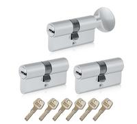 SEPOX High Security Keyed Alike Euro Cylinder Lock Set - 2 Double + 1 Thumb-Turn Door Barrel Cylinders (60mm/30-30), High Security 6 Pin, Anti-Drill Anti-Pick for Home & Office, Brass core, Dimple key
