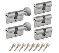 SEPOX® Keyed Alike Euro Cylinder 70mm 35/35 3 Double 2 Thumb Turn Cylinders | For UPVC, Keyed Alike Set, One Key Fits All&Most Applications, for Home, Apartment & Office Doors, Easy to Use, Nickel Finish