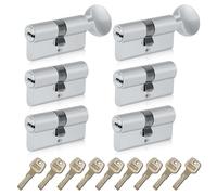 SEPOX® Keyed Alike Euro Cylinder 70mm 35/35 4 Double 2 Thumb Turn Cylinders | For UPVC, Keyed Alike Set, One Key Fits All&Most Applications, for Home, Apartment & Office Doors, Easy to Use, Nickel Finish