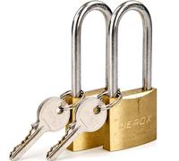 SEPOX® Marine Grade Outdoor Padlocks Keyed Alike, 40mm Heavy-Duty Solid Brass Lock Weather Proof, SUS304 Stainless Steel Long-Shackle, Rust Proof for Warehouse Garage Shed (2X Brass 40mm Long)