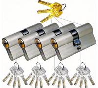 SEPOX Master Key System: 4 Pack 60mm (30/30) Euro Double Lock Cylinder, Control by Master Key, High Security 6-Pin Brass Cylinders for Front Door, Office, Airbnb & Property Management (Brushed Nickel)