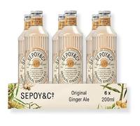 SEPOY & CO. Fiery Ginger Ale (Pack of 6) - Luxury Mixer for Whisky & Dark Rum | Crafted with Natural Gingers & Himalayan Water | 100% Natural, Low Sugar, Low Calorie | 200ml Glass Bottles