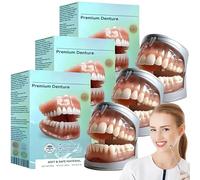 Sepremium Full Set Dentures, Generation Flexible Full Denture Solution, Premium Custom Dentures False Teeth Set, for Men and Women Ideal, Soft and Comfortable (3 PCS)