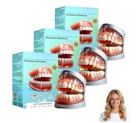 Sepremium Full Set Dentures, Generation Flexible Full Denture Solution, Silicone Custom Dentures Teeth Top and Bottom, Premium Full Denture Set Custom Flexible False Teeth for Men & Women (3Pcs)